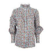 Max Mara Weekend Blus med mönster i ren bomull Multicolor, Dam