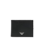 Emporio Armani Svart plånbok med tyg och bonded läderfoder Black, Herr