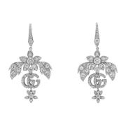 Gucci Flora örhängen i 18k vitt guld och diamanter Gray, Dam