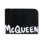 Alexander McQueen Svart logo-print dokumenthållare Black, Herr