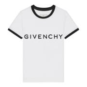 Givenchy Kontrasterande Crew Neck Signaturtryck White, Dam