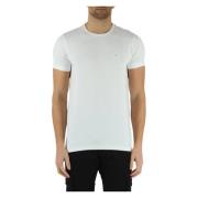Calvin Klein Slim Fit Bomull Stretch T-Shirt med Front Logo Patch Whit...