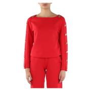 Emporio Armani Bomullsblandad tröja med dekorativa knappar Red, Dam