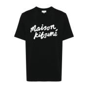 Maison Kitsuné Svarta Logo Print T-shirts och Polos Black, Herr