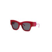 Philipp Plein Shiny Full RED Solglasögon med Smoke Linser Red, Dam
