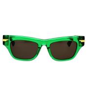 Bottega Veneta Kvinnors Cat-Eye Solglasögon med Metallränder Green, Da...