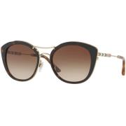 Burberry Leather Check Sunglasses Brown, Dam