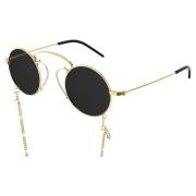Gucci Gold/Grey Sunglasses with Gold Chain Yellow, Dam