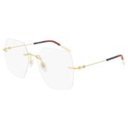 Gucci Gold Blue Eyewear Frames Brown, Unisex