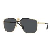 Versace Gold Black/Grey Sunglasses Gray, Herr