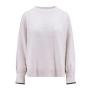 Brunello Cucinelli Vit Cashmere Tröja Aw20 White, Dam