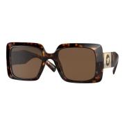 Versace Medusa Stud Sunglasses Dark Havana/Brown Brown, Dam