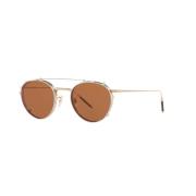 Oliver Peoples Clip-On Sunglasses Brushed Silver/Persimmon Brown, Unis...