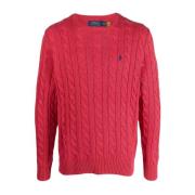 Ralph Lauren Cable-Knit Crewneck Sweater Red, Herr