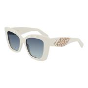 Salvatore Ferragamo Ivory/Blue Shaded Sunglasses Sf1023S White, Dam