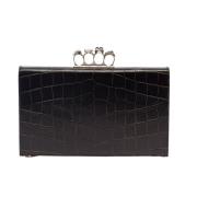 Alexander McQueen Svart Croco Clutch med Skull Detaljer Black, Herr