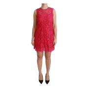 Dolce & Gabbana Rosa Blommig Spets Shiftklänning Mini Klänning Pink, D...