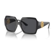 Versace Fyrkantiga solglasögon med ikoniska symboler Black, Dam