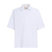 Marni Vit Oversize Polo Shirt med Logo Patch White, Herr