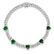 Nialaya Women's Crystal Embellished Choker with Green Hearts Gray, Dam