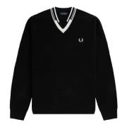 Fred Perry V-neck Knitwear Black, Herr