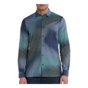 Armani Exchange Klisk Blå Skjorta med Krageknapp Multicolor, Herr
