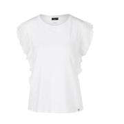 Marc Cain Vit T-shirt med Ruffle Ärmar White, Dam