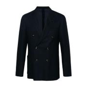 Lardini Dubbelknäppt Stickad Blazer Nattblå Black, Herr