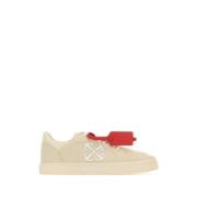 Off White Sand Canvas Low Vulcanized Sneakers Beige, Herr