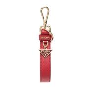 Prada Röd Läder Nyckelring med Logopendant Red, Dam