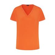 Kiton Silke V-Hals T-Shirt Blus Orange, Dam
