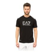 Emporio Armani EA7 Svart T-shirt med Logo och Essential Design Black, ...