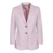 Saulina Rosa Single-Breasted Jacket med Gyllene Knappar Pink, Dam