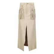 Wild Cashmere Maxi Skirts Beige, Dam