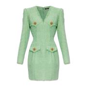 Balmain Tweed klänning Green, Dam