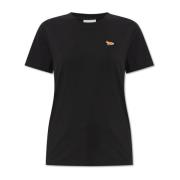 Maison Kitsuné T-shirt med logotyp Black, Dam