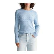 Gant Stretch Cotton Cable C-Neck Sweater Blue, Dam