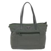 Prada Vintage Pre-owned Tyg totevskor Gray, Dam