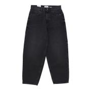 Amish Vintage Black Baggy Återvunnen Denim Jeans Black, Dam