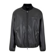 Armani Exchange Svart Matt Dragkedja Kappa Black, Herr