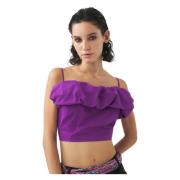 Antik Batik Off-shoulder cropped top Pop Purple, Dam