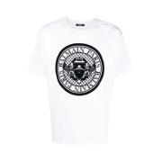 Balmain Svart Logo Print T-shirt White, Herr