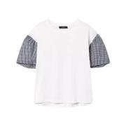 Twinset Reguljär Vichy Rutig T-shirt White, Dam