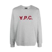 A.p.c. Grå Melange Logo Sweatshirt Gray, Herr