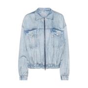 Alexander Wang Indigo Denim Print Jacka Blue, Dam