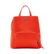 Desigual Konvertibel läder ryggsäck med logodetalj Orange, Dam