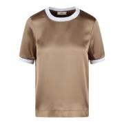 Herno Randig Satin T-shirt Ss24 Beige, Dam