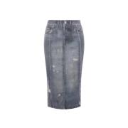 Acne Studios Svart Denim Pennkjol Midi Blue, Dam