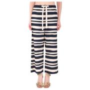 Max Mara Wide Leg Randig Bomullsbyxor Multicolor, Dam