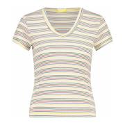 Mother Randig V-ringad T-shirt Throwback Stil Multicolor, Dam